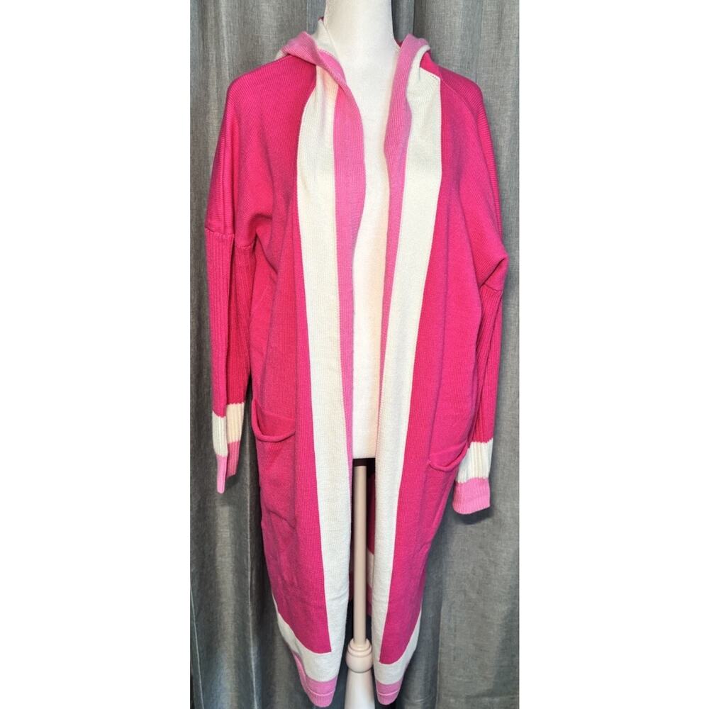 New Super Soft Long Pink Sweater with Hood, NWT Chouyatou Size Small